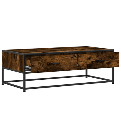 Tavolino Salotto Rovere Fumo 100x50x35 cm Multistrato e Metallo | homemem39