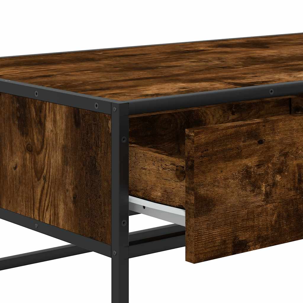 Tavolino Salotto Rovere Fumo 100x50x35 cm Multistrato e Metallo | homemem39