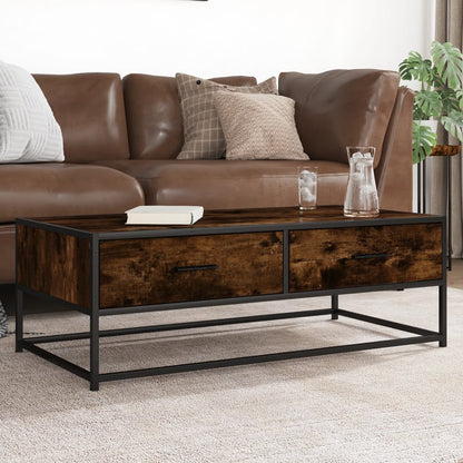 Tavolino Salotto Rovere Fumo 100x50x35 cm Multistrato e Metallo | homemem39