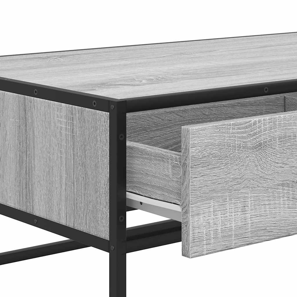 Tavolino Salotto Grigio Sonoma 100x50x35cm Multistrato Metallo | homemem39