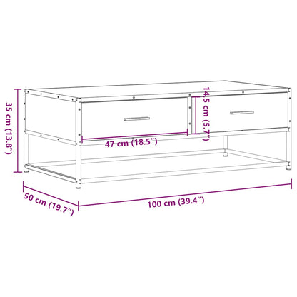 Tavolino Salotto Grigio Sonoma 100x50x35cm Multistrato Metallo | homemem39
