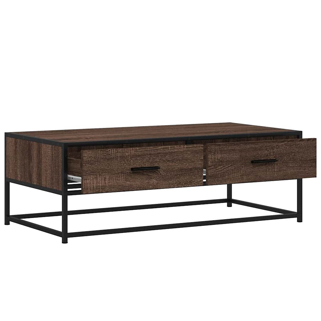 Tavolino Salotto Rovere Marrone 100x50x35cm Multistrato Metallo | homemem39