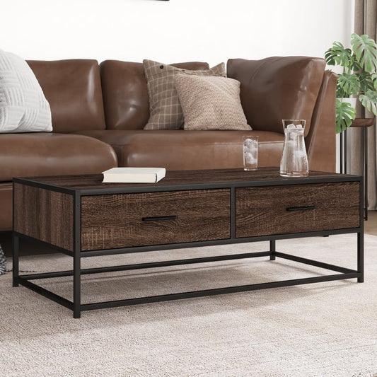 Tavolino Salotto Rovere Marrone 100x50x35cm Multistrato Metallo | homemem39