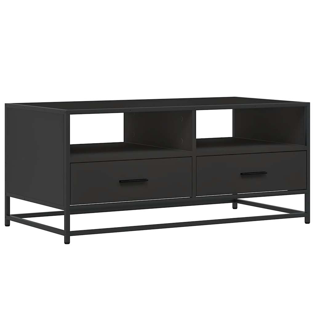 Tavolino Salotto Nero 100x50x45 cm Legno Multistrato e Metallo | homemem39