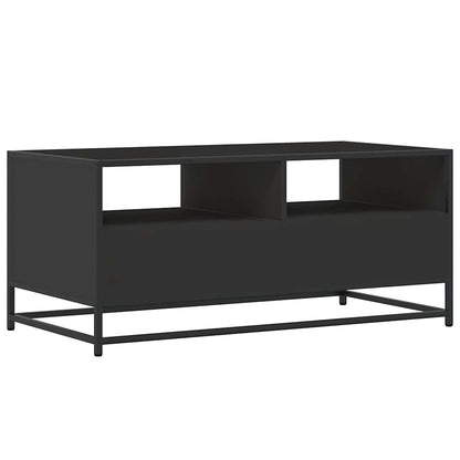 Tavolino Salotto Nero 100x50x45 cm Legno Multistrato e Metallo | homemem39