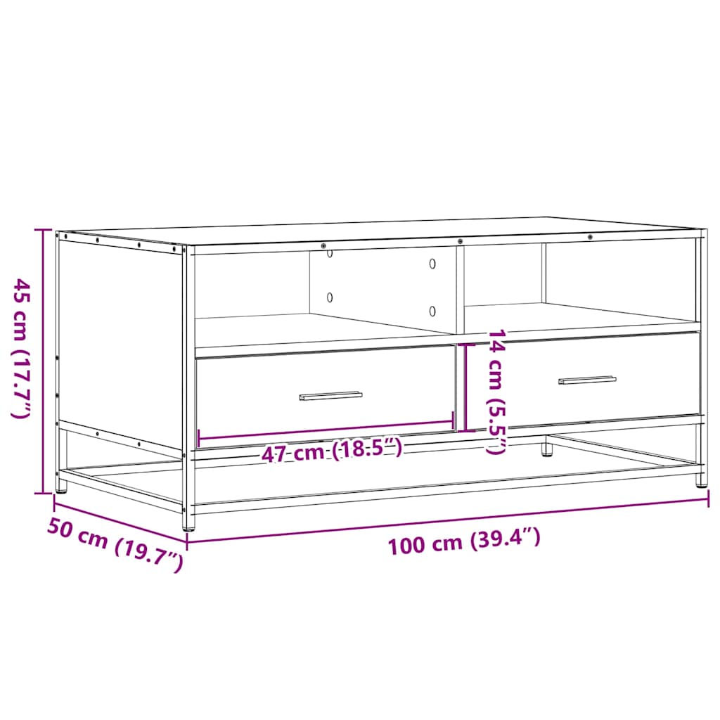 Tavolino Salotto Nero 100x50x45 cm Legno Multistrato e Metallo | homemem39