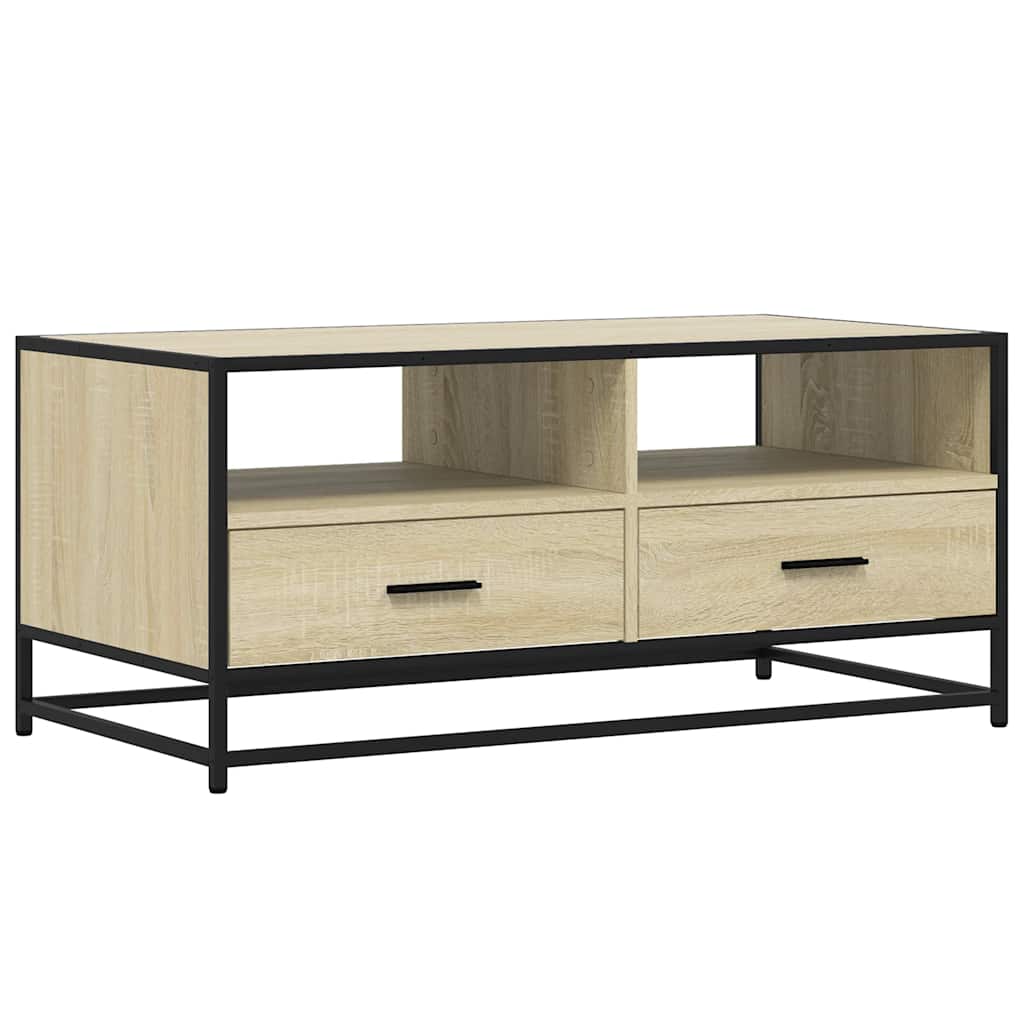Tavolino Rovere Sonoma 100x50x45 cm Legno Multistrato e Metallo | homemem39