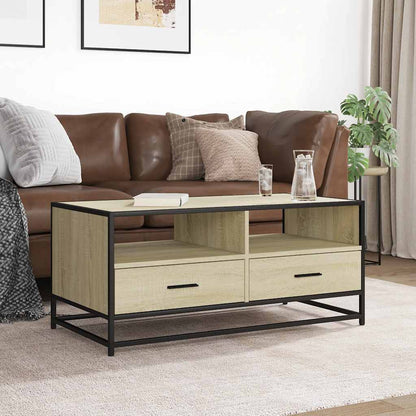 Tavolino Rovere Sonoma 100x50x45 cm Legno Multistrato e Metallo | homemem39