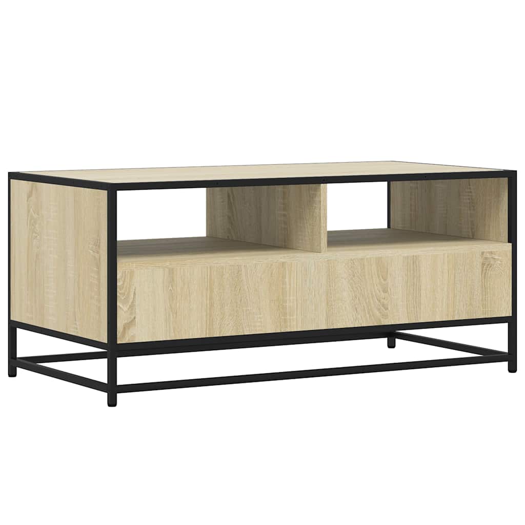 Tavolino Rovere Sonoma 100x50x45 cm Legno Multistrato e Metallo | homemem39