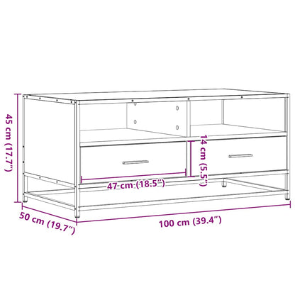Tavolino Rovere Sonoma 100x50x45 cm Legno Multistrato e Metallo | homemem39