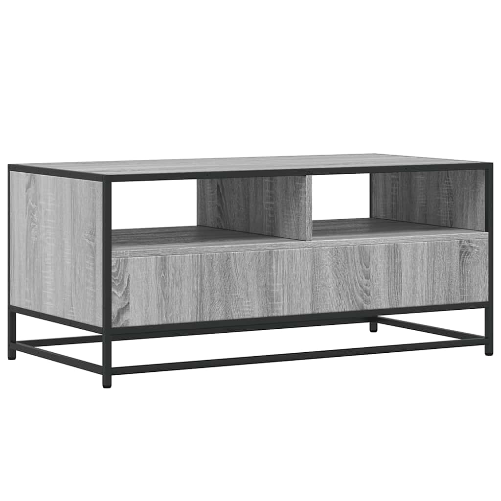 Tavolino Grigio Sonoma 100x50x45 cm Legno Multistrato e Metallo | homemem39