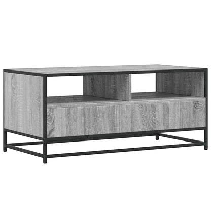 Tavolino Grigio Sonoma 100x50x45 cm Legno Multistrato e Metallo