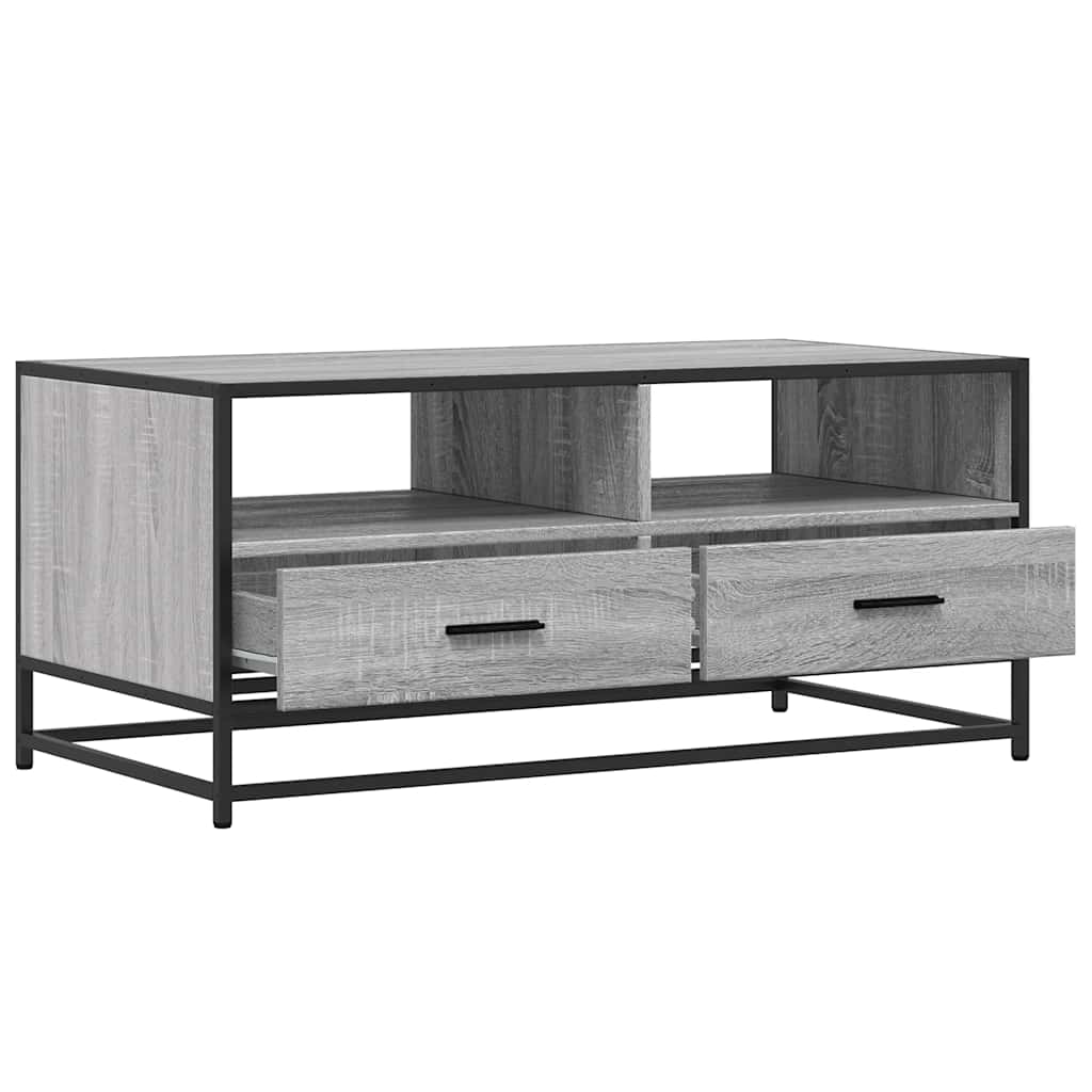Tavolino Grigio Sonoma 100x50x45 cm Legno Multistrato e Metallo | homemem39