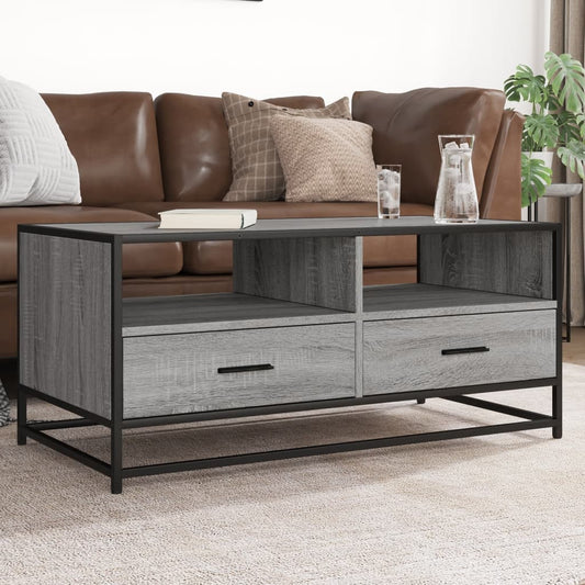 Tavolino Grigio Sonoma 100x50x45 cm Legno Multistrato e Metallo | homemem39