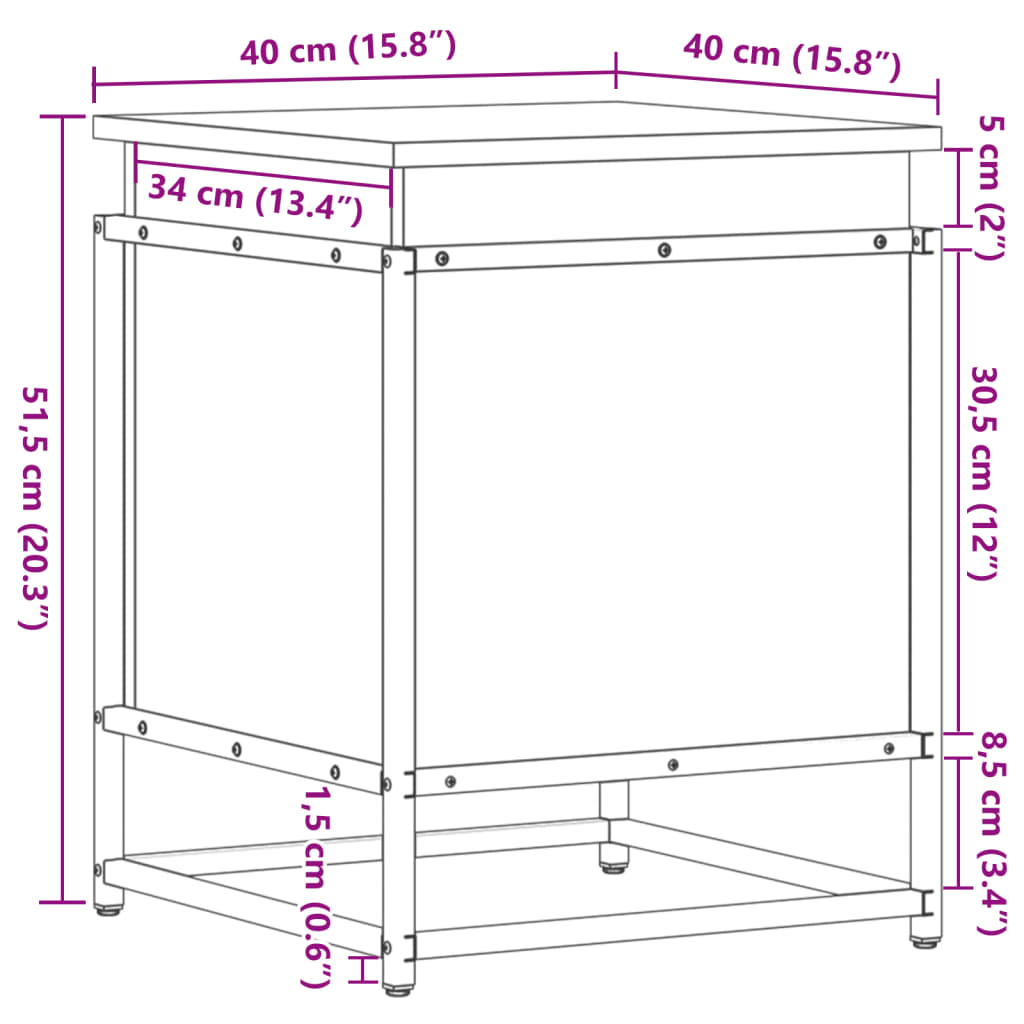 Contenitore con Coperchio Nero 40x40x51,5 cm in Truciolato