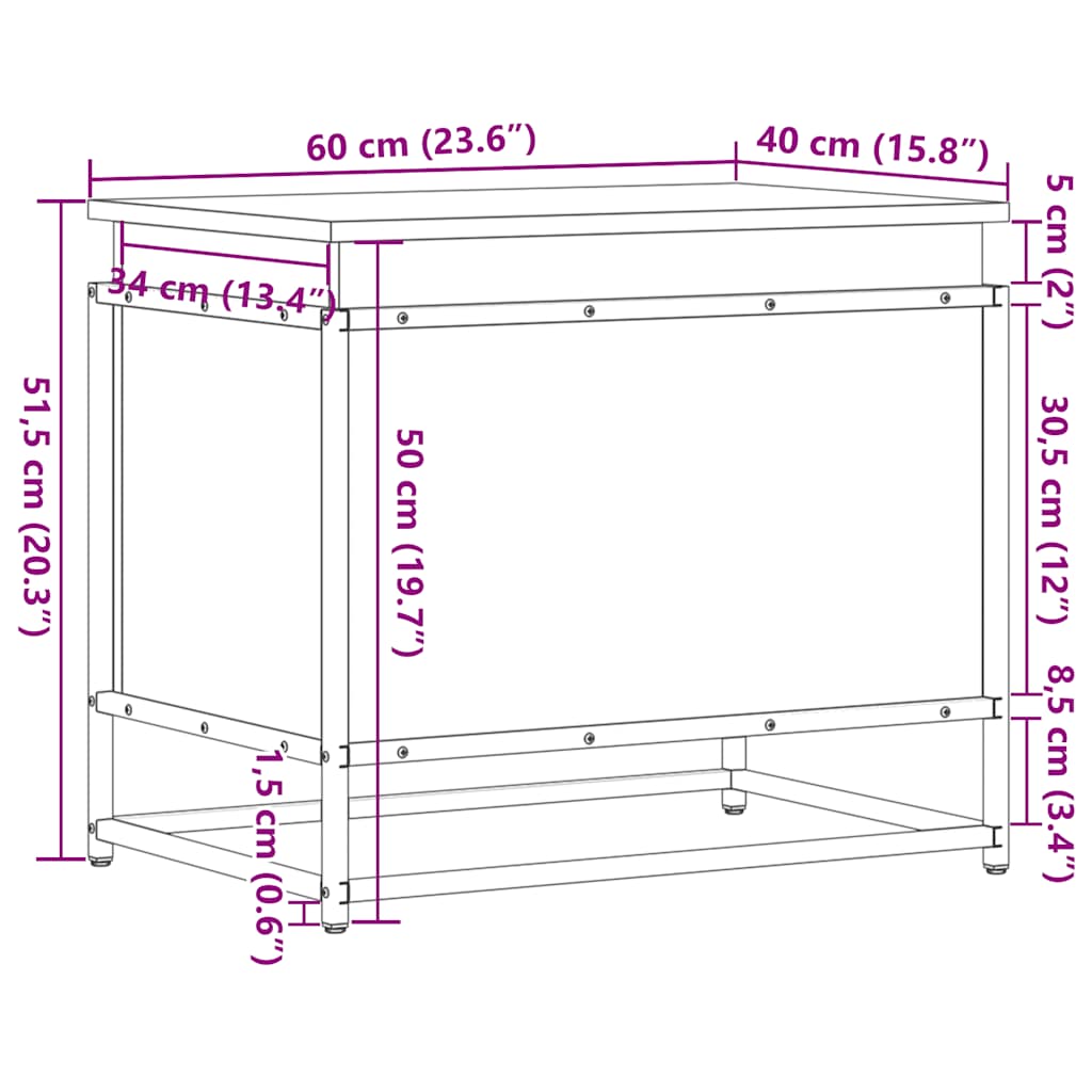 Contenitore con Coperchio Grigio Sonoma 60x40x51,5cm Truciolato