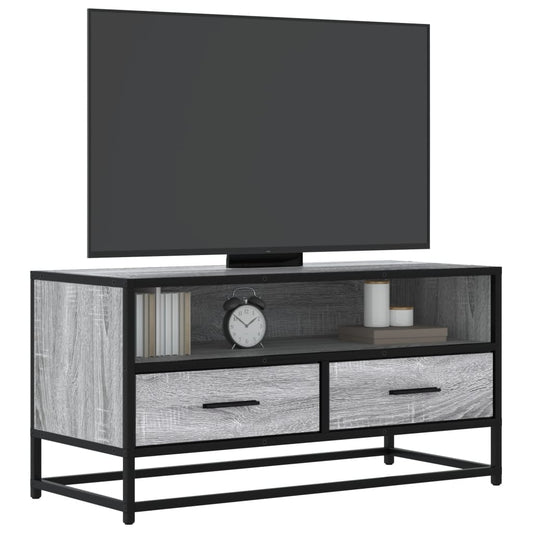 Mobile TV Grigio Sonoma 80x34,5x40 cm Legno Multistrato Metallo - homemem39