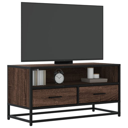Mobile TV Rovere Marrone 80x34,5x40cm Legno Multistrato Metallo - homemem39