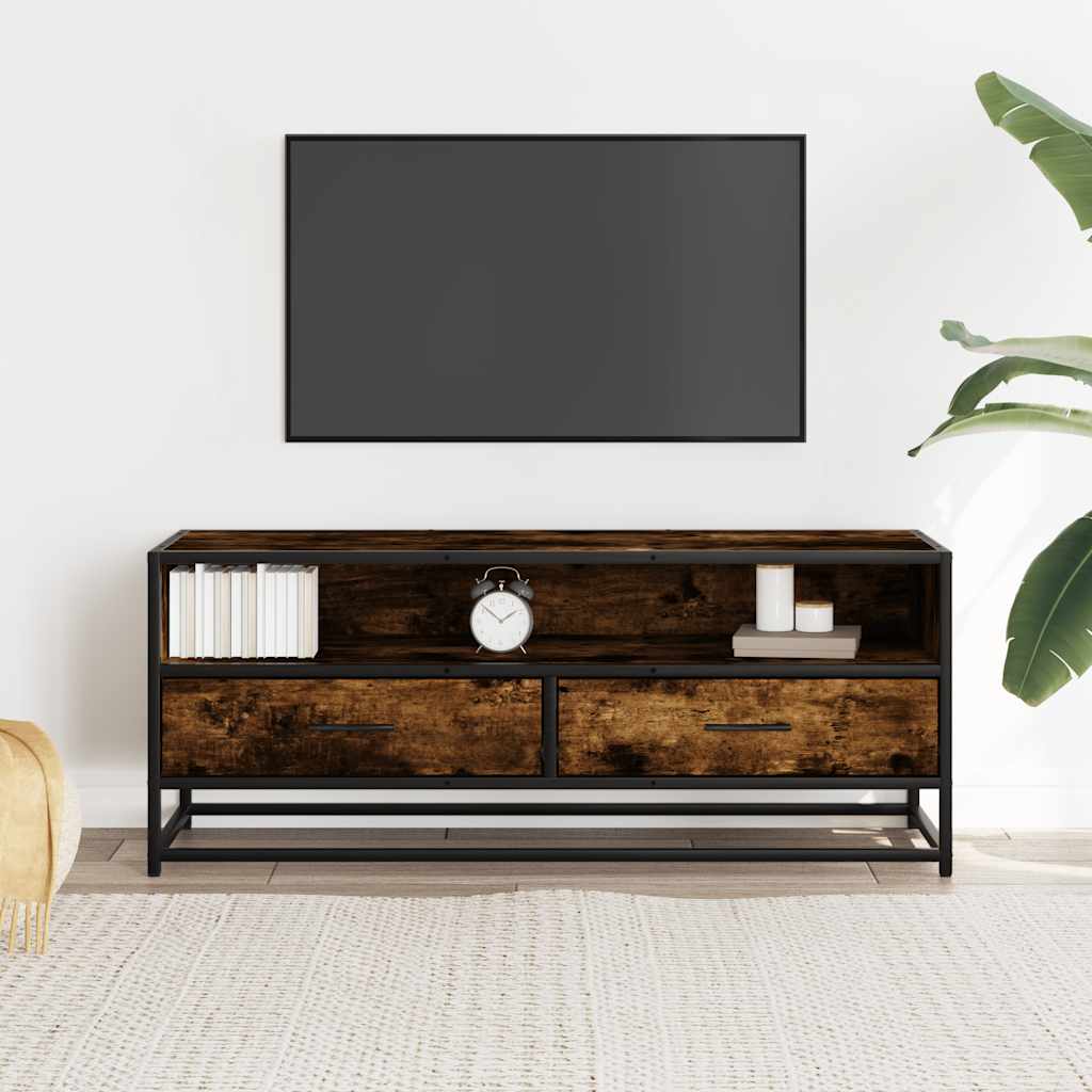 Mobile TV Rovere Fumo 100x34,5x40cm Legno Multistrato e Metallo - homemem39