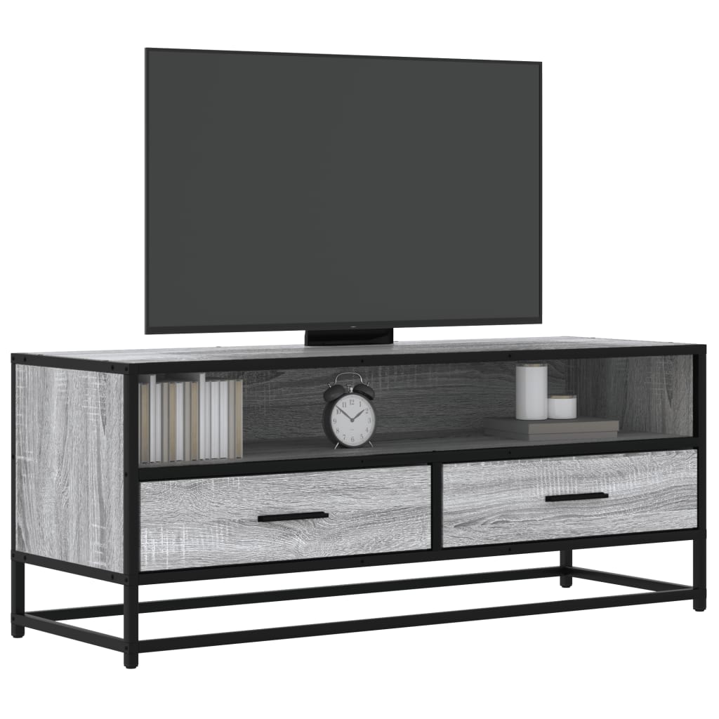 Mobile TV Grigio Sonoma 100x34,5x40cm Legno Multistrato Metallo - homemem39