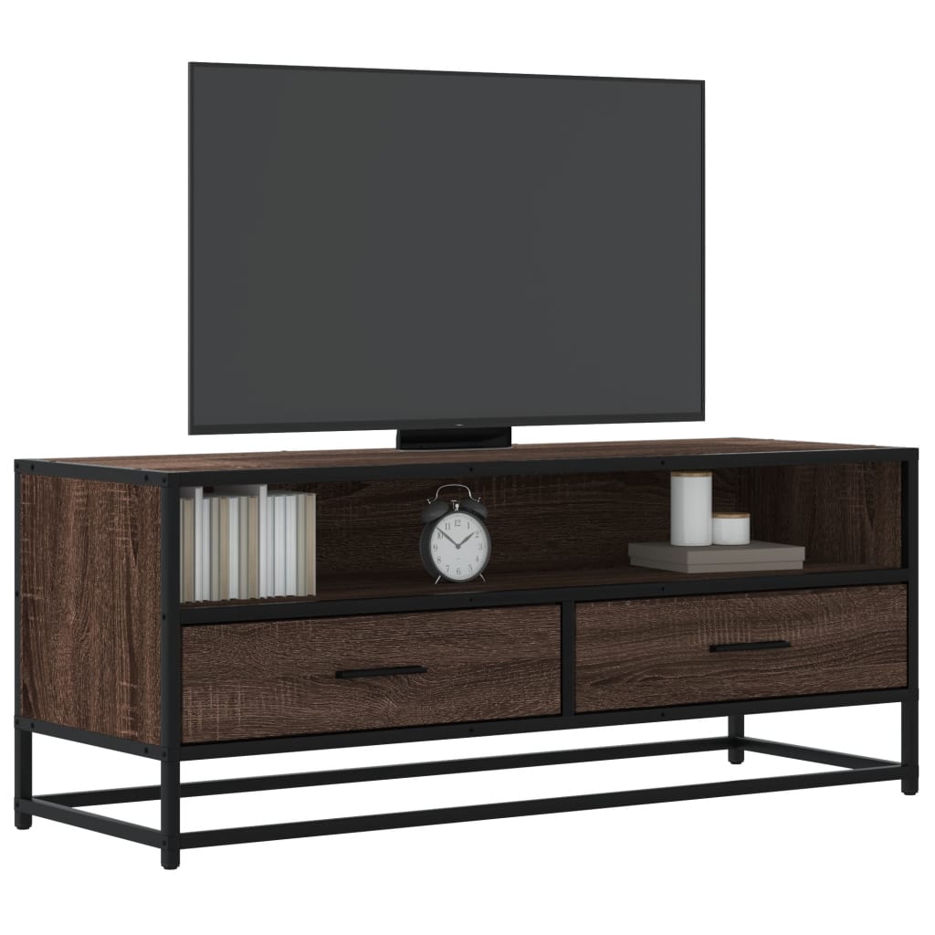 Mobile TV Rovere Marrone 100x34,5x40 cm Multistrato e Metallo - homemem39