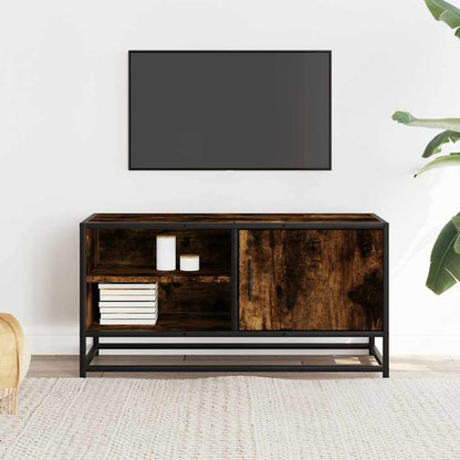 Mobile TV Rovere Fumo 80x34,5x40 cm Legno Multistrato e Metallo - homemem39
