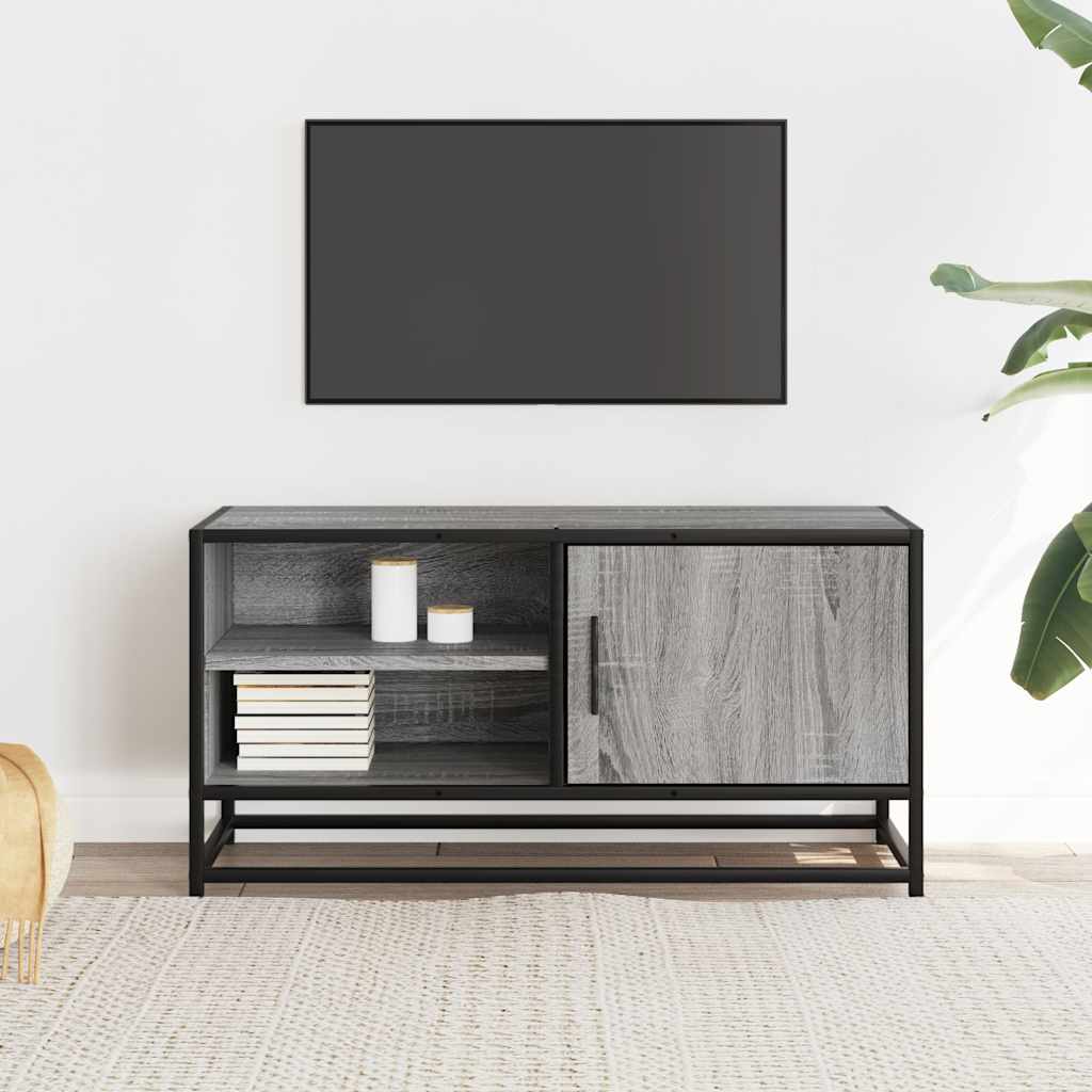 Mobile TV Grigio Sonoma 80x34,5x40 cm Legno Multistrato Metallo - homemem39