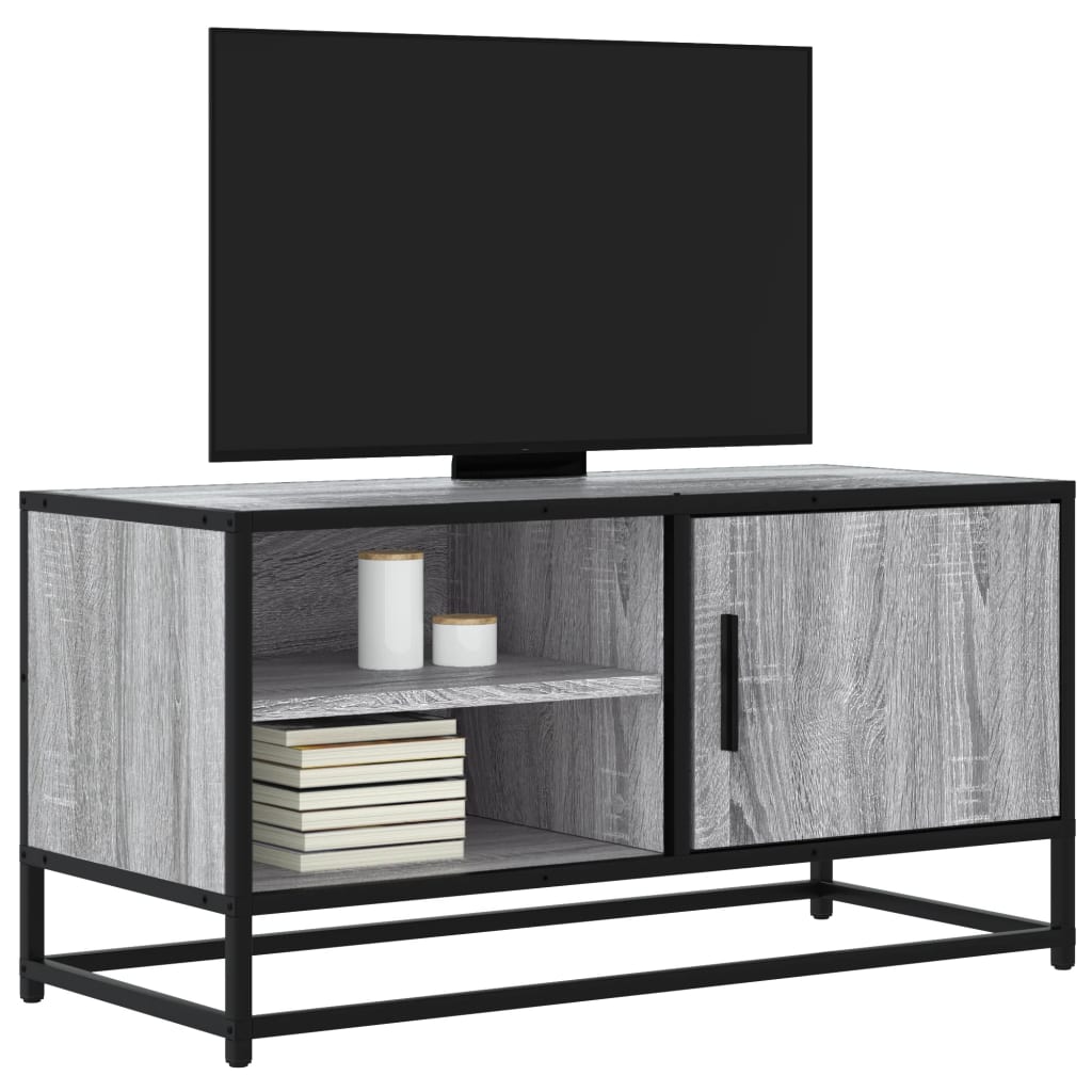 Mobile TV Grigio Sonoma 80x34,5x40 cm Legno Multistrato Metallo - homemem39