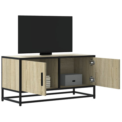 Mobile TV Rovere Sonoma 80x34,5x40 cm Legno Multistrato Metallo - homemem39