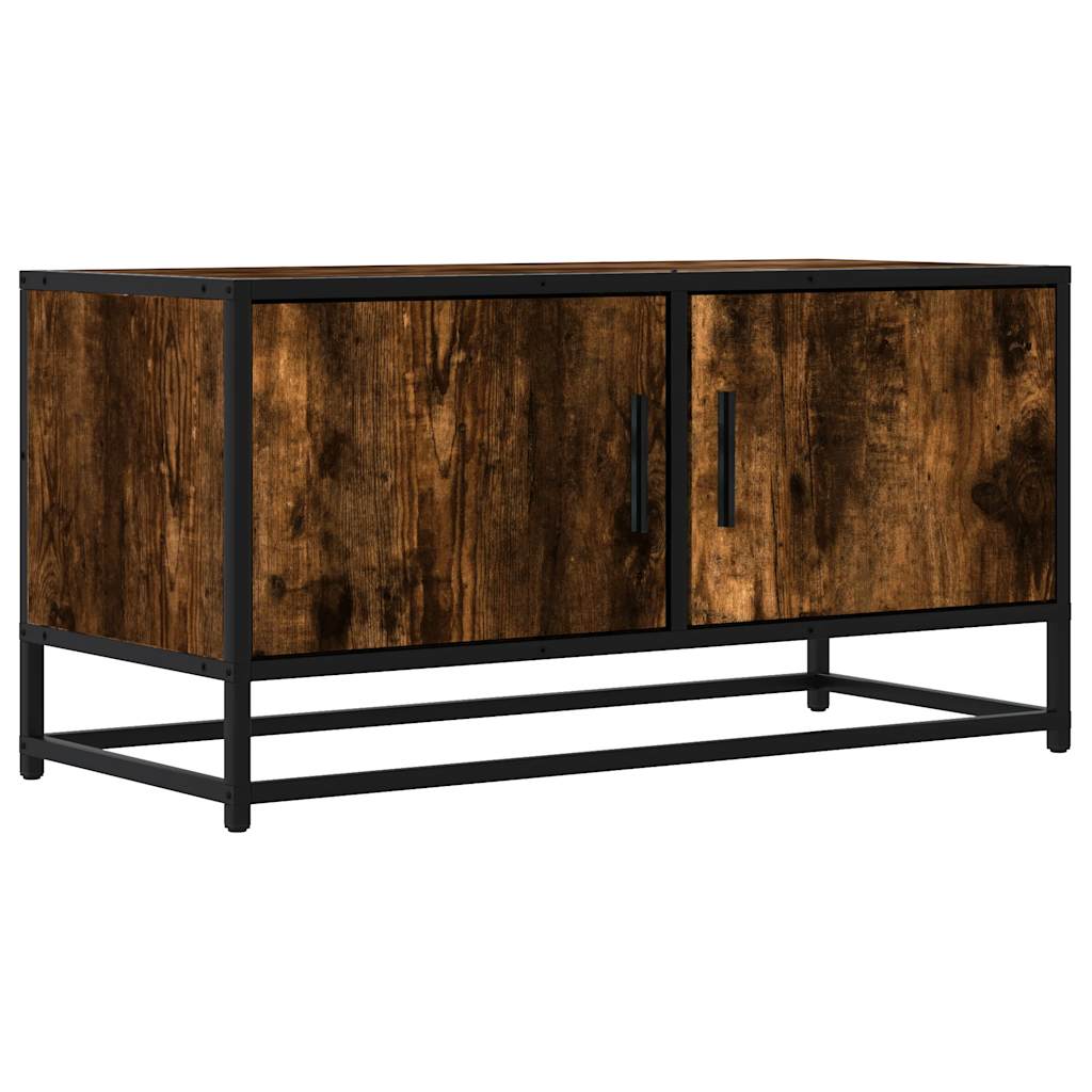 Mobile TV Rovere Fumo 80x34,5x40 cm Legno Multistrato e Metallo | homemem39