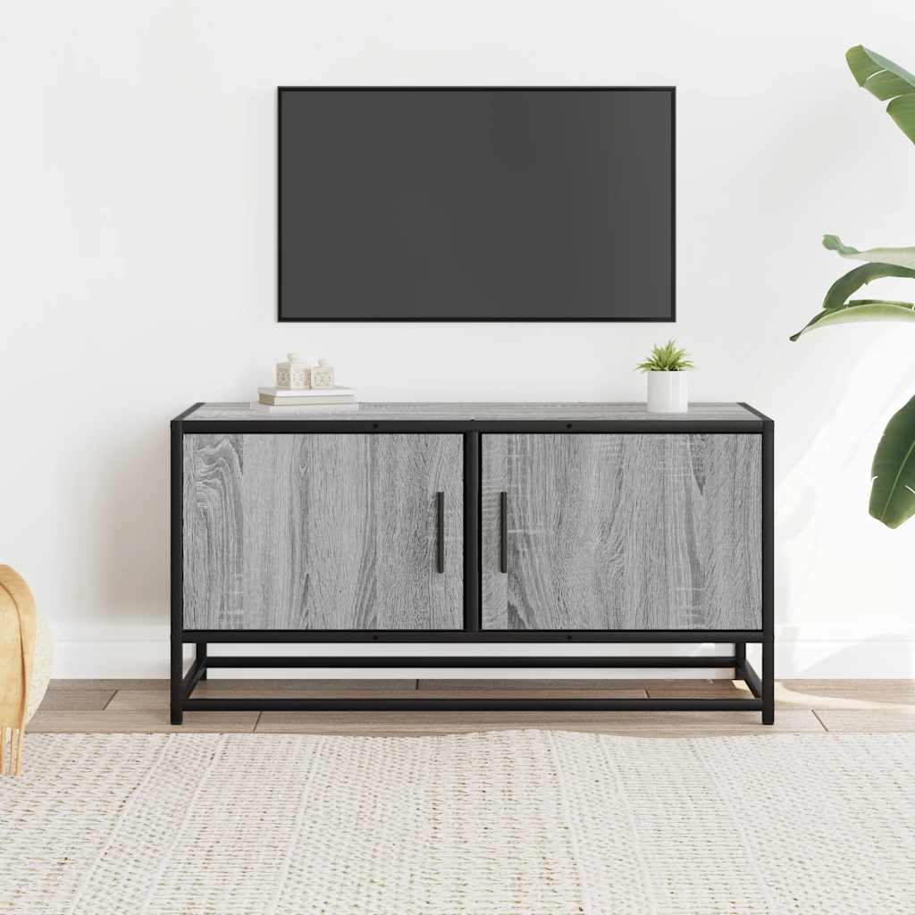 Mobile TV Grigio Sonoma 80x34,5x40 cm Legno Multistrato Metallo - homemem39
