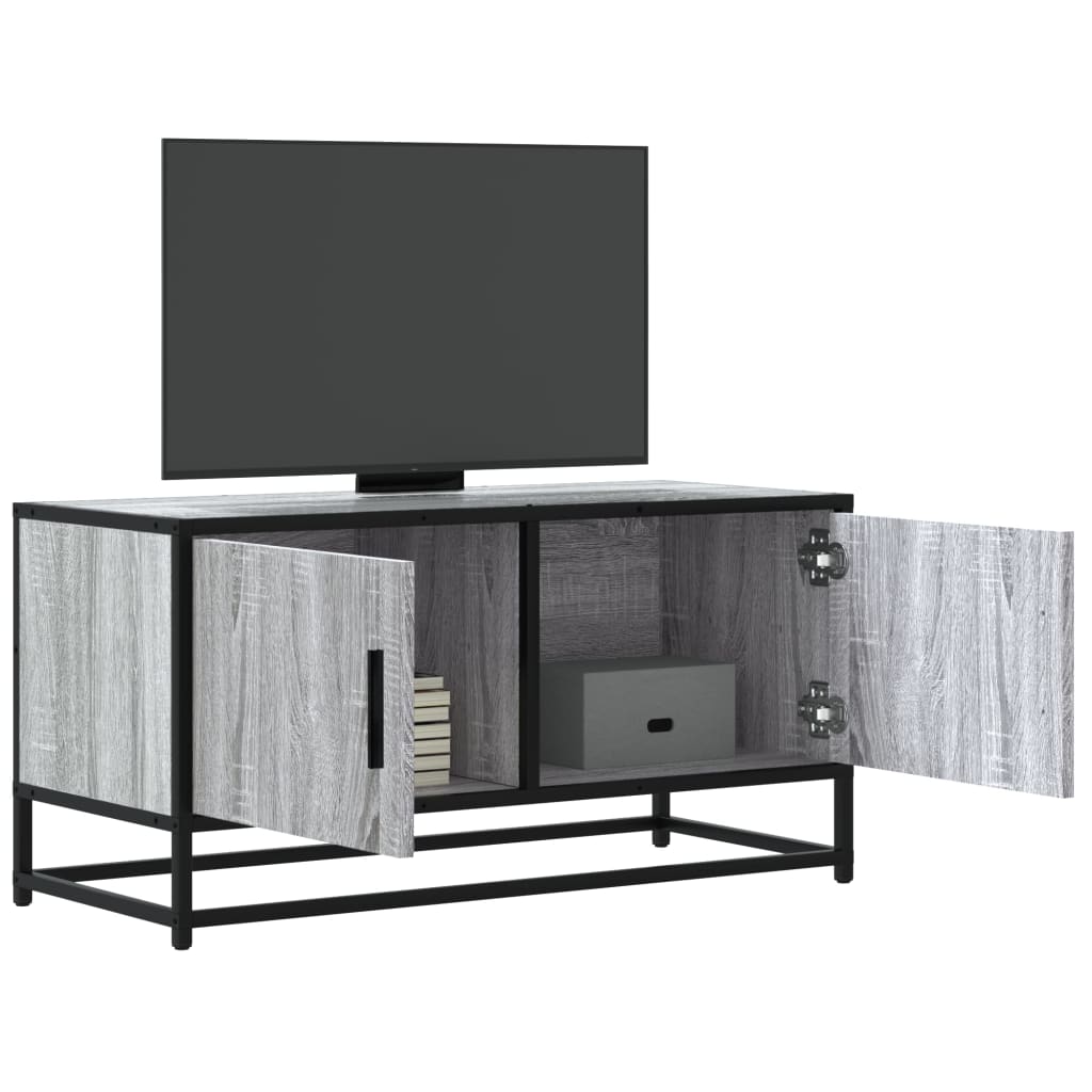 Mobile TV Grigio Sonoma 80x34,5x40 cm Legno Multistrato Metallo - homemem39