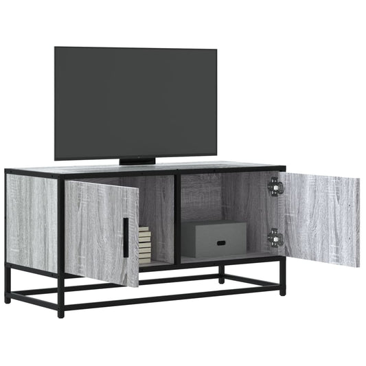 Mobile TV Grigio Sonoma 80x34,5x40 cm Legno Multistrato Metallo - homemem39