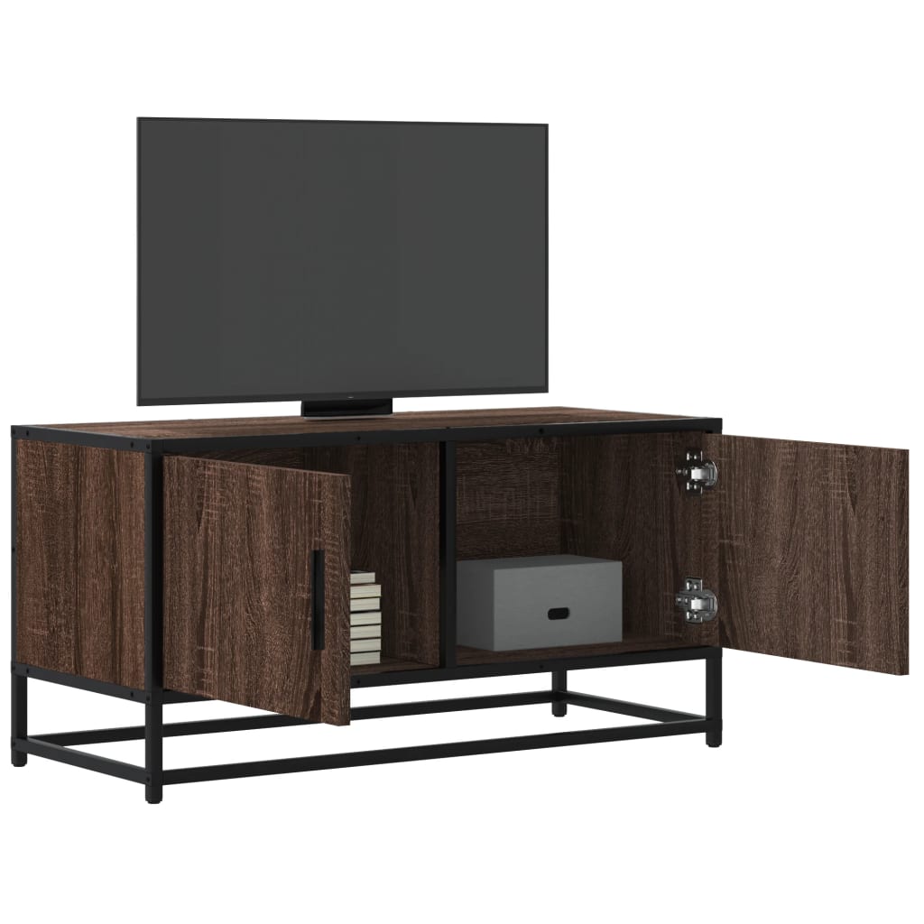 Mobile TV Rovere Marrone 80x34,5x40cm Legno Multistrato Metallo - homemem39