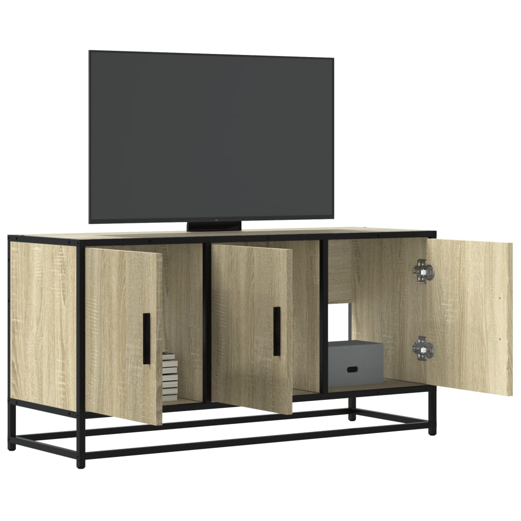 Mobile TV Rovere Sonoma 100x35x50 cm Legno Multistrato Metallo - homemem39