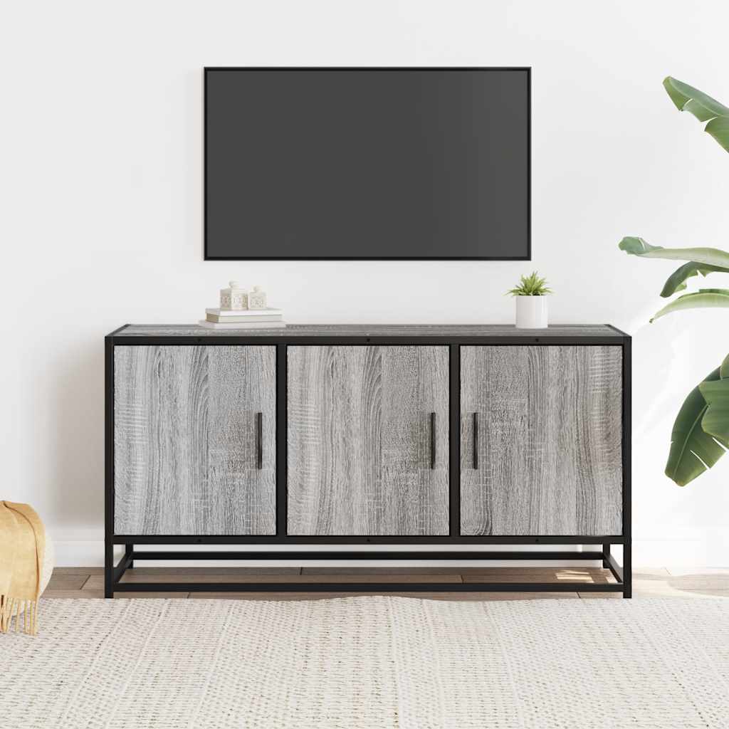Mobile TV Grigio Sonoma 100x35x50 cm Legno Multistrato Metallo - homemem39