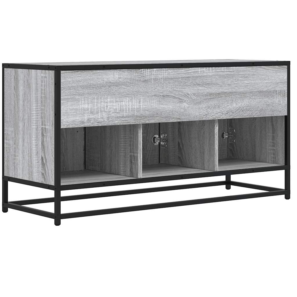 Mobile TV Grigio Sonoma 100x35x50 cm Legno Multistrato Metallo - homemem39