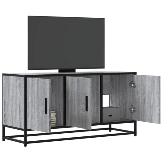 Mobile TV Grigio Sonoma 100x35x50 cm Legno Multistrato Metallo - homemem39