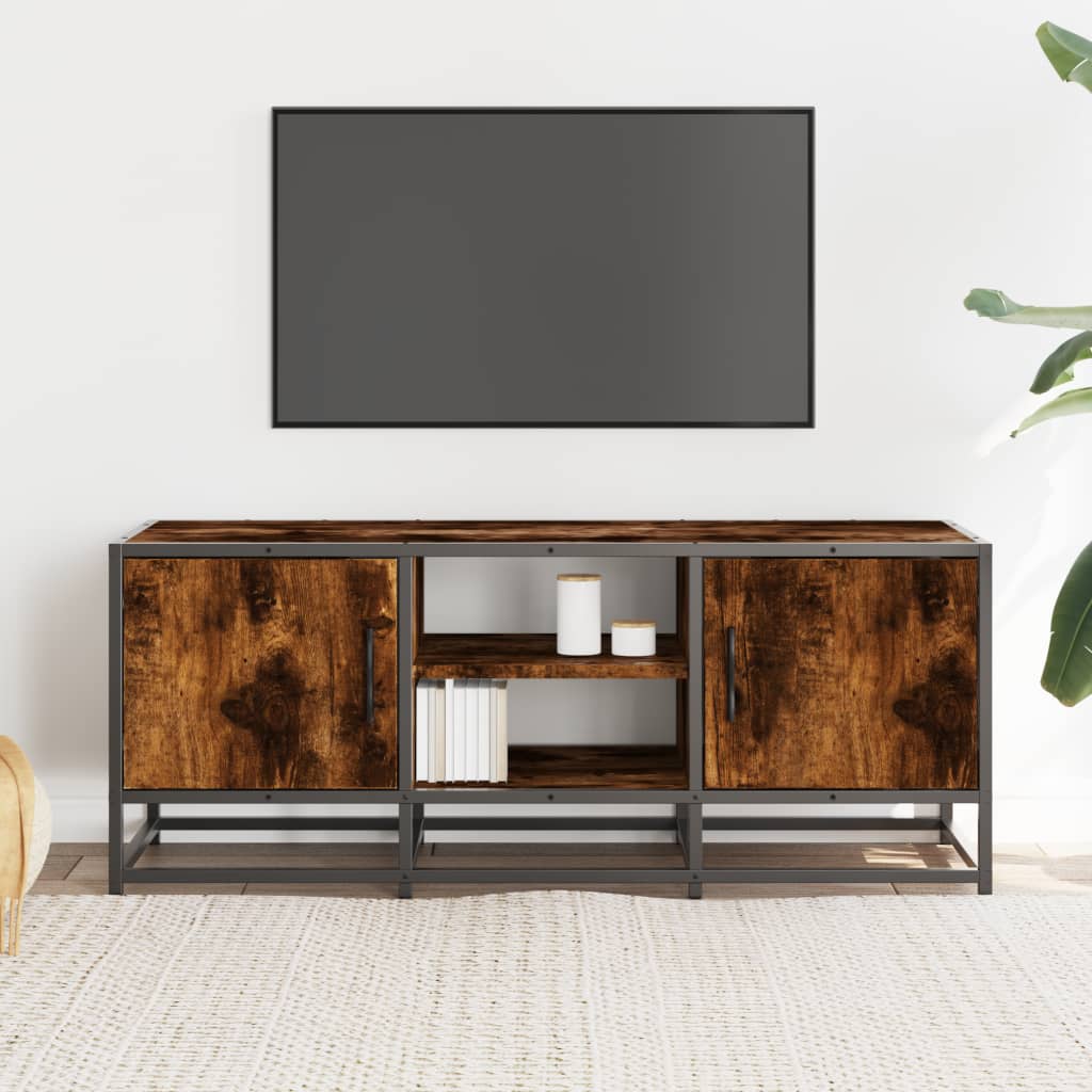 Mobile TV Rovere Fumo 100x35x41 cm Legno Multistrato e Metallo - homemem39