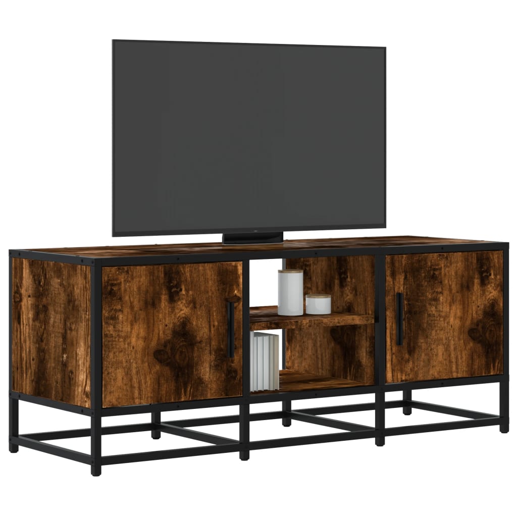 Mobile TV Rovere Fumo 100x35x41 cm Legno Multistrato e Metallo - homemem39