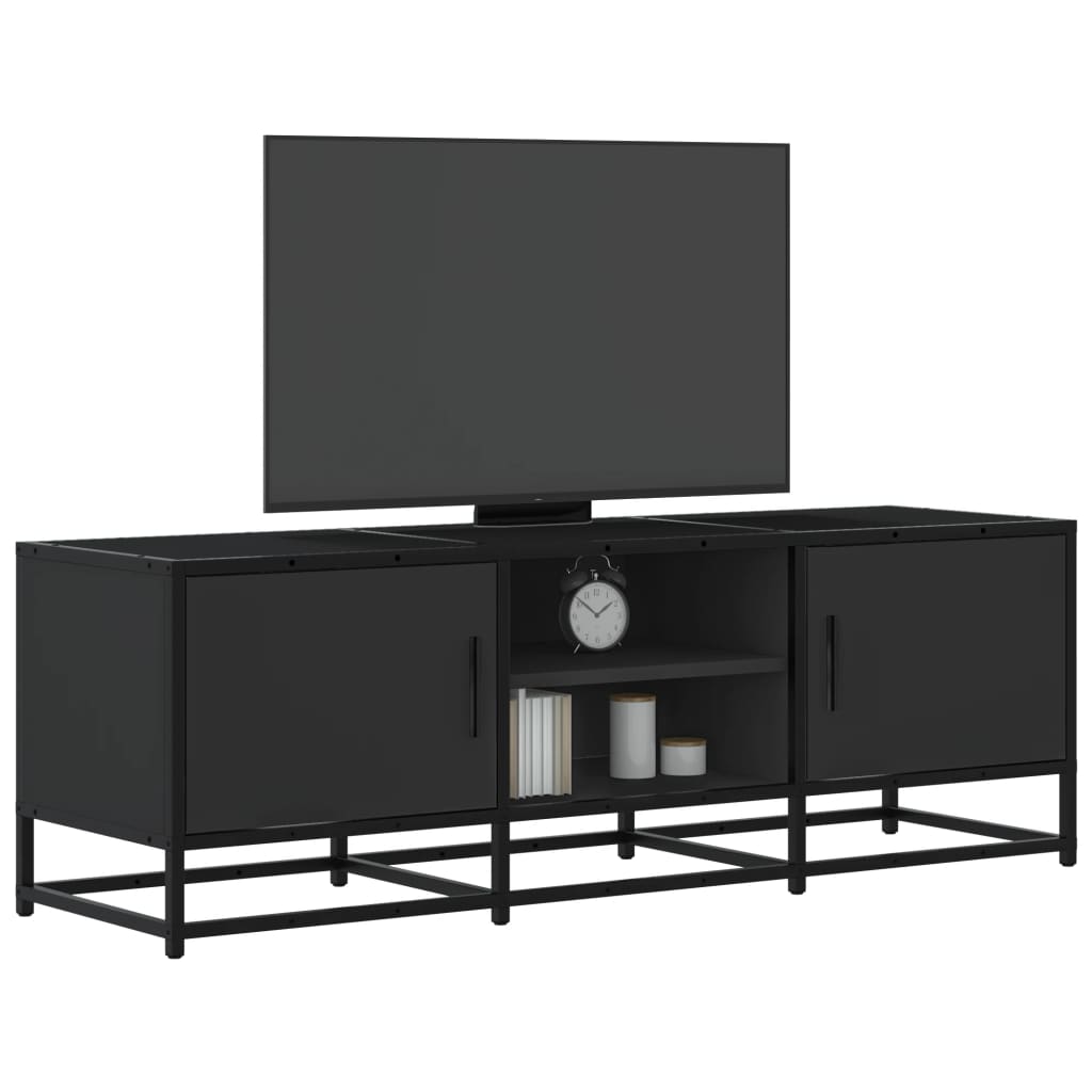 Mobile Porta TV Nero 120x35x41 cm in Truciolato e Metallo - homemem39