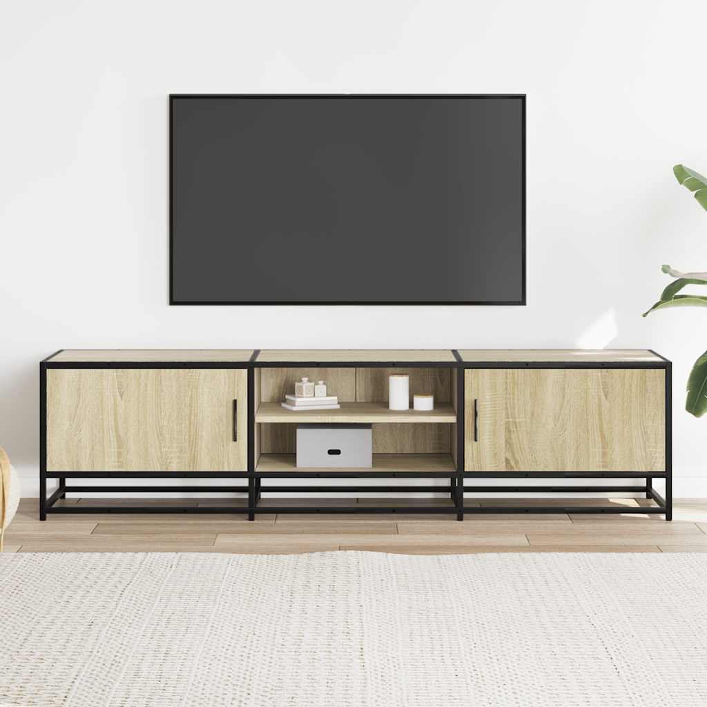 Mobile TV Rovere Sonoma 160x35x41cm Legno Multistrato e Metallo - homemem39