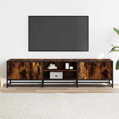 Mobile TV Rovere Fumo 160x35x41 cm Legno Multistrato e Metallo - homemem39