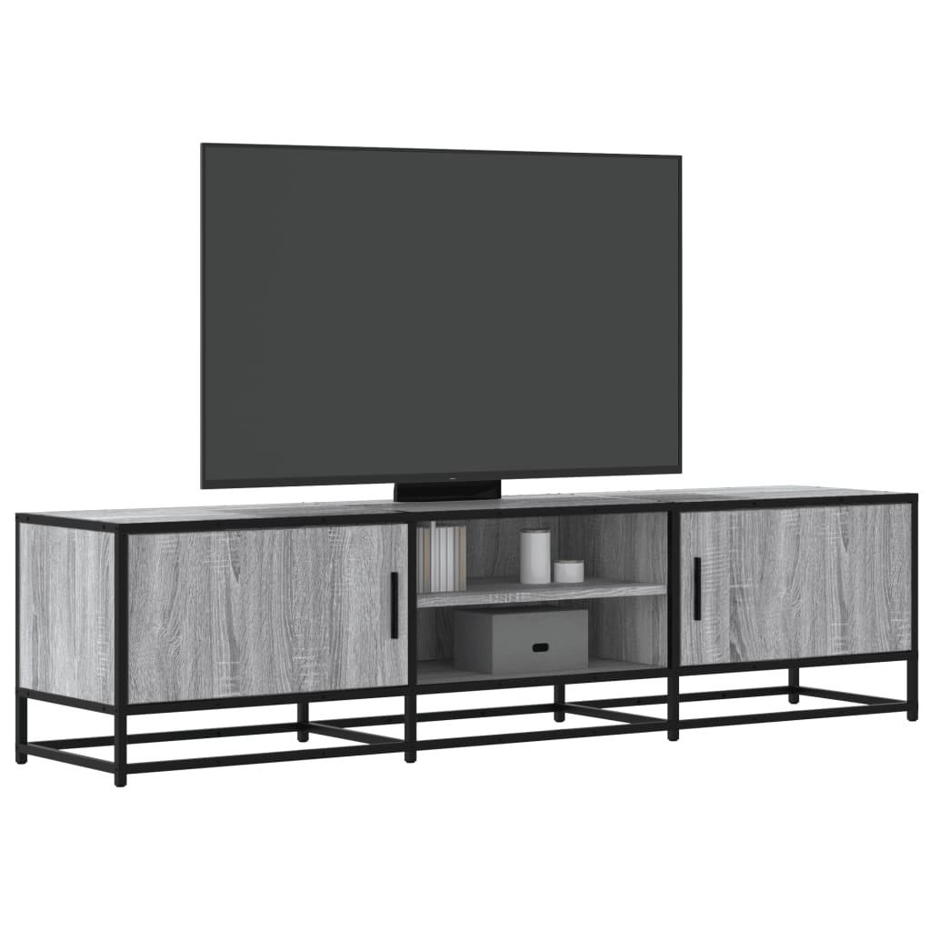 Mobile TV Grigio Sonoma 160x35x41cm Legno Multistrato e Metallo - homemem39