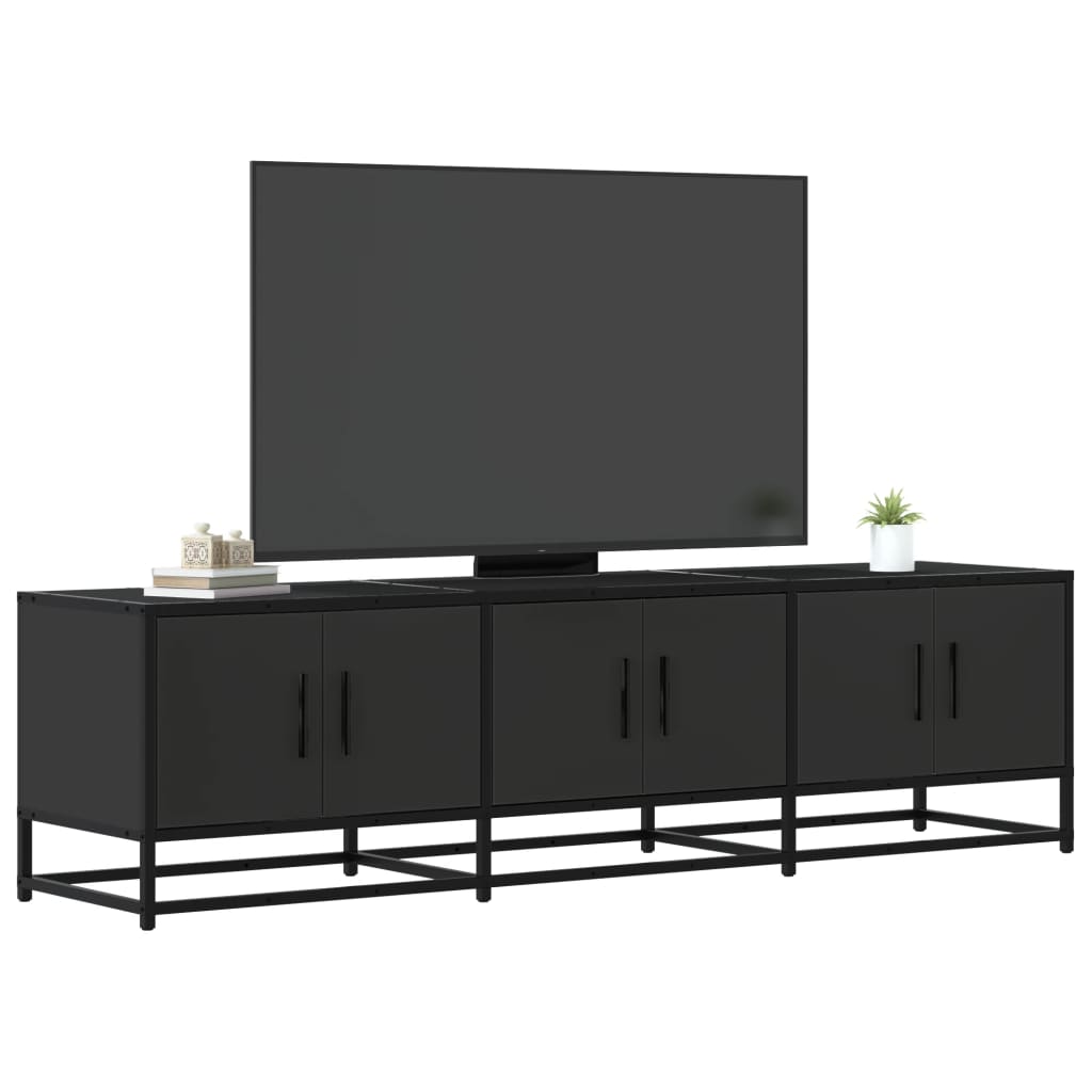 Mobile Porta TV Nero 150x35x41 cm in Truciolato e Metallo - homemem39