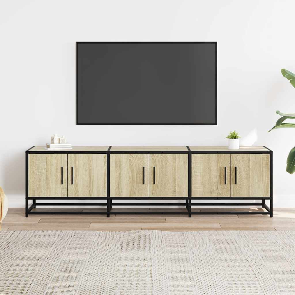 Mobile TV Rovere Sonoma 150x35x41 cm in Truciolato e Metallo - homemem39