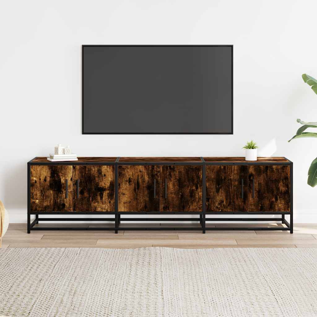 Mobile TV Rovere Fumo 150x35x41 cm in Truciolato e Metallo - homemem39