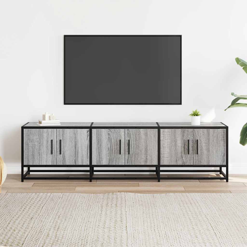 Mobile TV Grigio Sonoma 150x35x41cm in Truciolato e Metallo - homemem39
