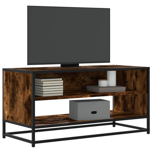 Mobile TV Rovere Fumo 91x40x46 cm Legno Multistrato e Metallo - homemem39