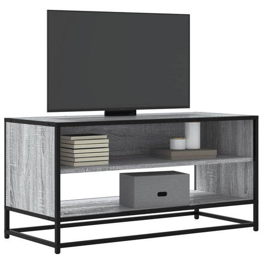 Mobile TV Grigio Sonoma 91x40x46 cm Legno Multistrato e Metallo - homemem39